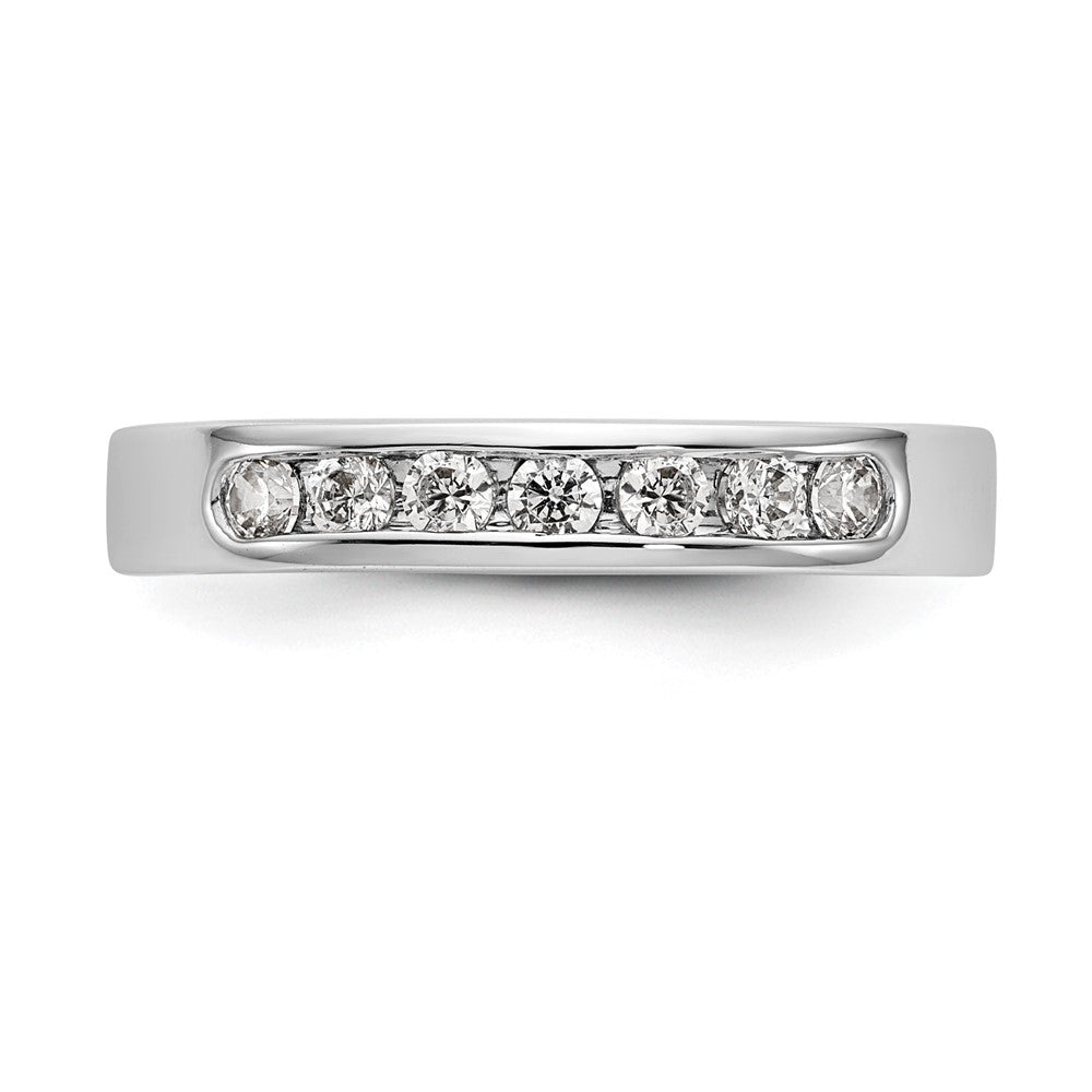 14K White Gold 7 Stone 1/3 Carat Round Diamond Complete Channel Band