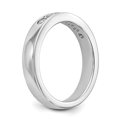 14K White Gold 7 Stone 1/3 Carat Round Diamond Complete Channel Band