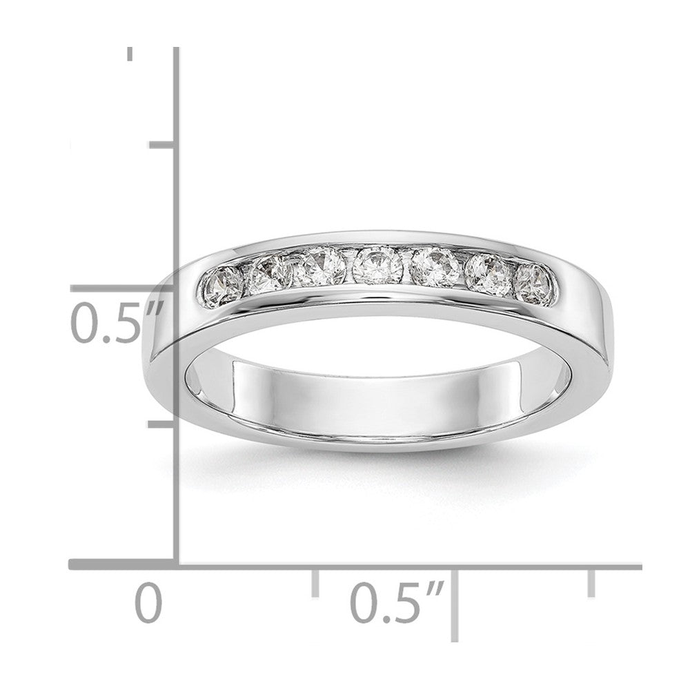 14K White Gold 7 Stone 1/3 Carat Round Diamond Complete Channel Band