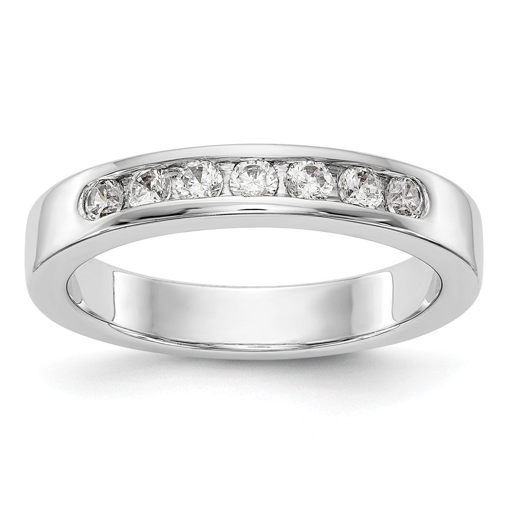 14K White Gold 7 Stone 1/3 Carat Round Diamond Complete Channel Band