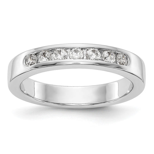 14K White Gold 7 Stone 1/3 Carat Round Diamond Complete Channel Band