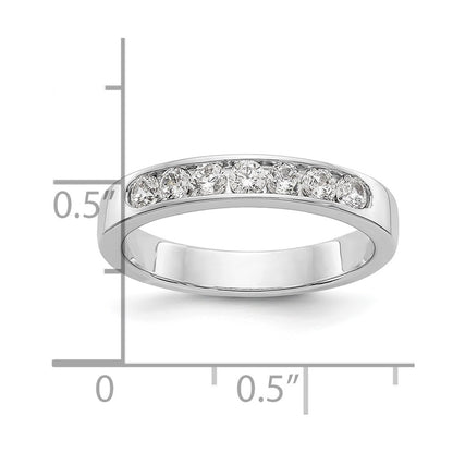 14K White Gold 7 Stone 3/8 Carat Round Diamond Complete Channel Band