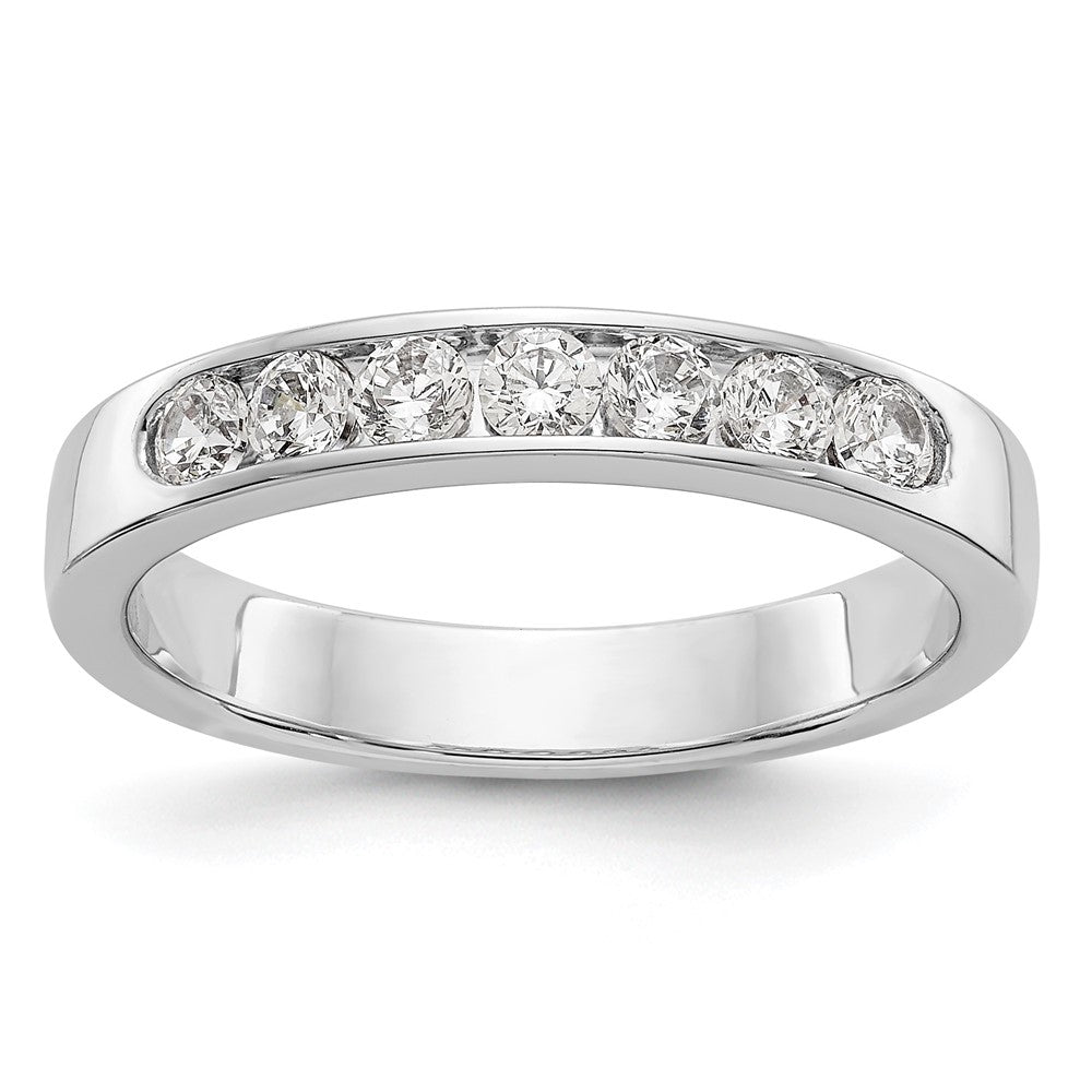 14K White Gold 7-Stone Real Diamond Channel Band