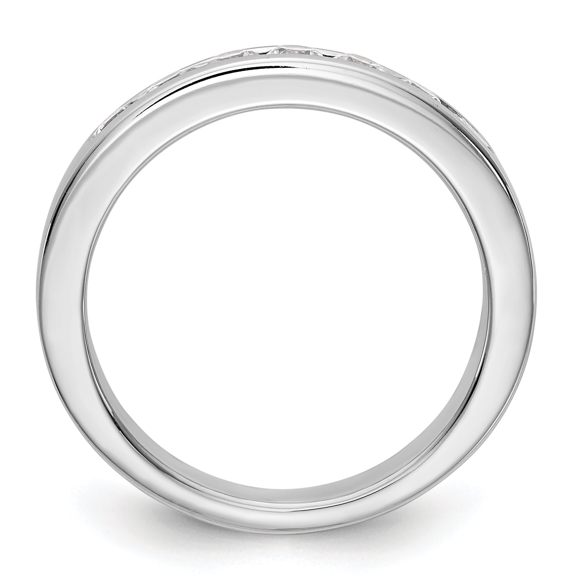 14K White Gold 7 Stone 1/2 Carat Round Diamond Complete Channel Band