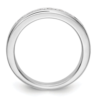 14K White Gold 7 Stone 1/2 Carat Round Diamond Complete Channel Band
