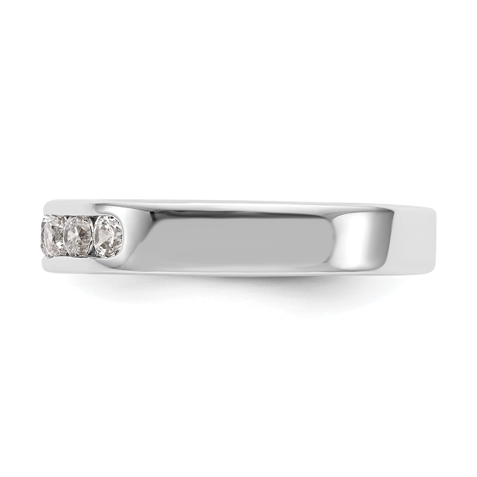 14K White Gold 7 Stone 1/2 Carat Round Diamond Complete Channel Band