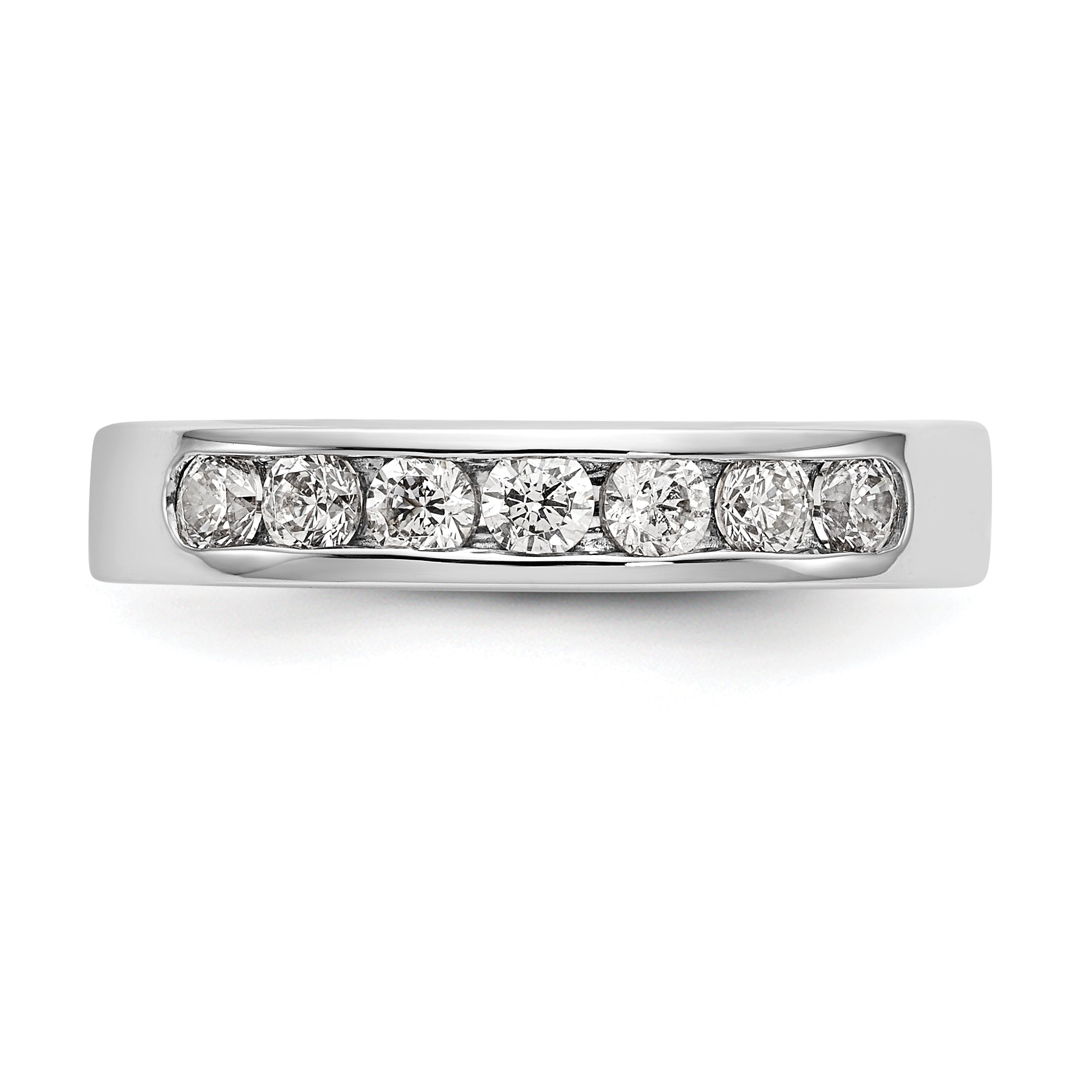 14K White Gold 7 Stone 1/2 Carat Round Diamond Complete Channel Band