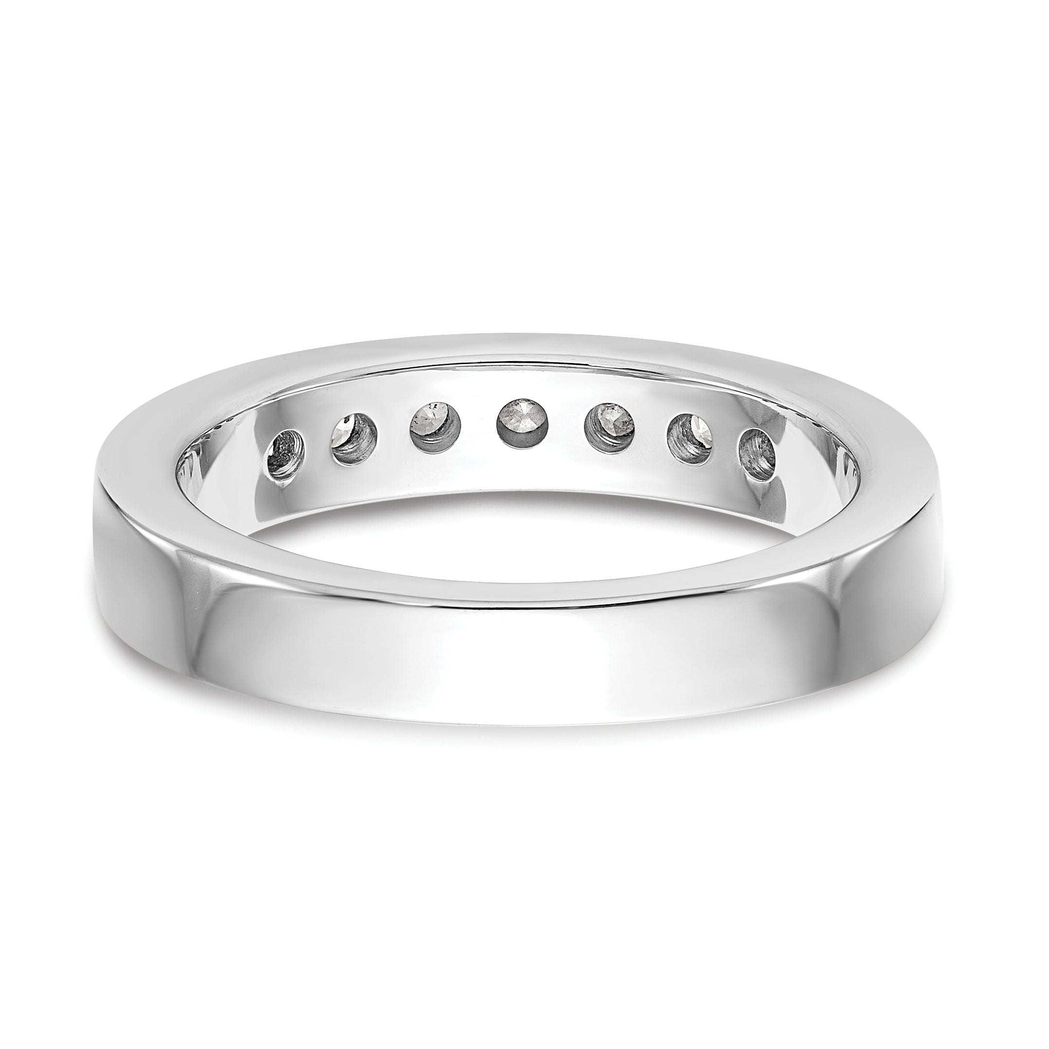 14K White Gold 7 Stone 1/2 Carat Round Diamond Complete Channel Band