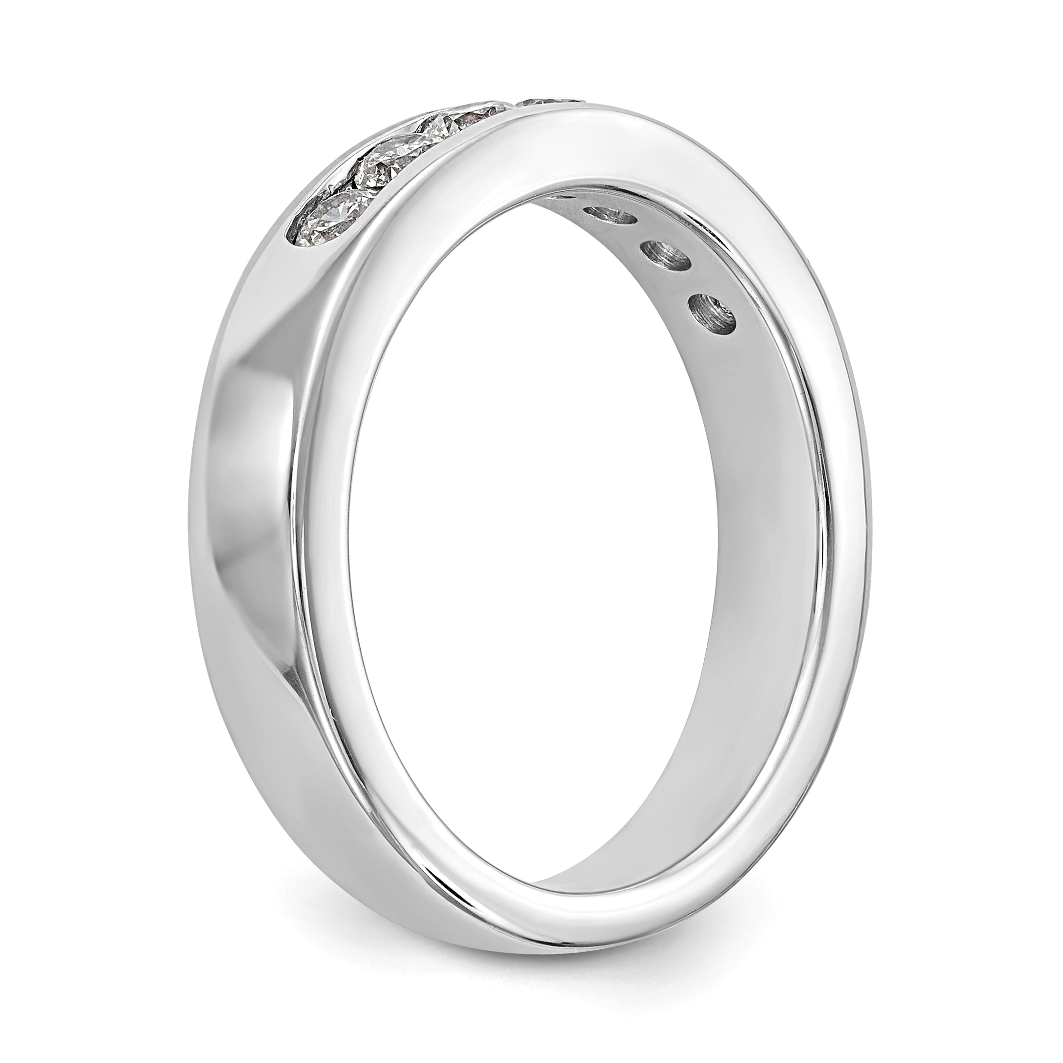 14K White Gold 7 Stone 1/2 Carat Round Diamond Complete Channel Band