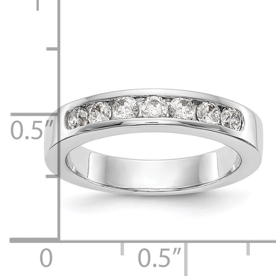 14K White Gold 7 Stone 1/2 Carat Round Diamond Complete Channel Band