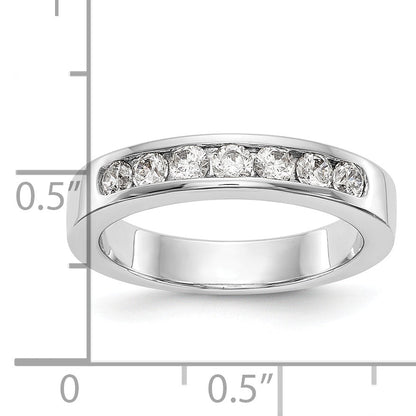 14K White Gold 7 Stone 1/2 Carat Round Diamond Complete Channel Band