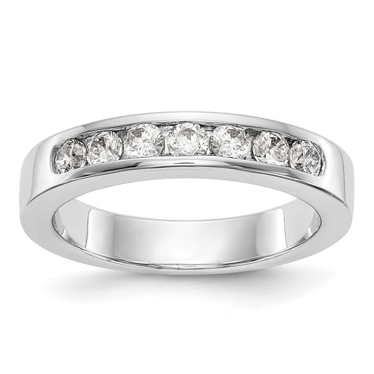 14K White Gold 7 Stone 1/2 Carat Round Diamond Complete Channel Band