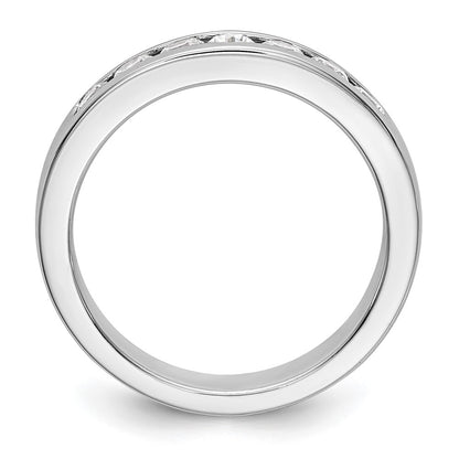 14K White Gold 7-Stone Real Diamond Channel Band