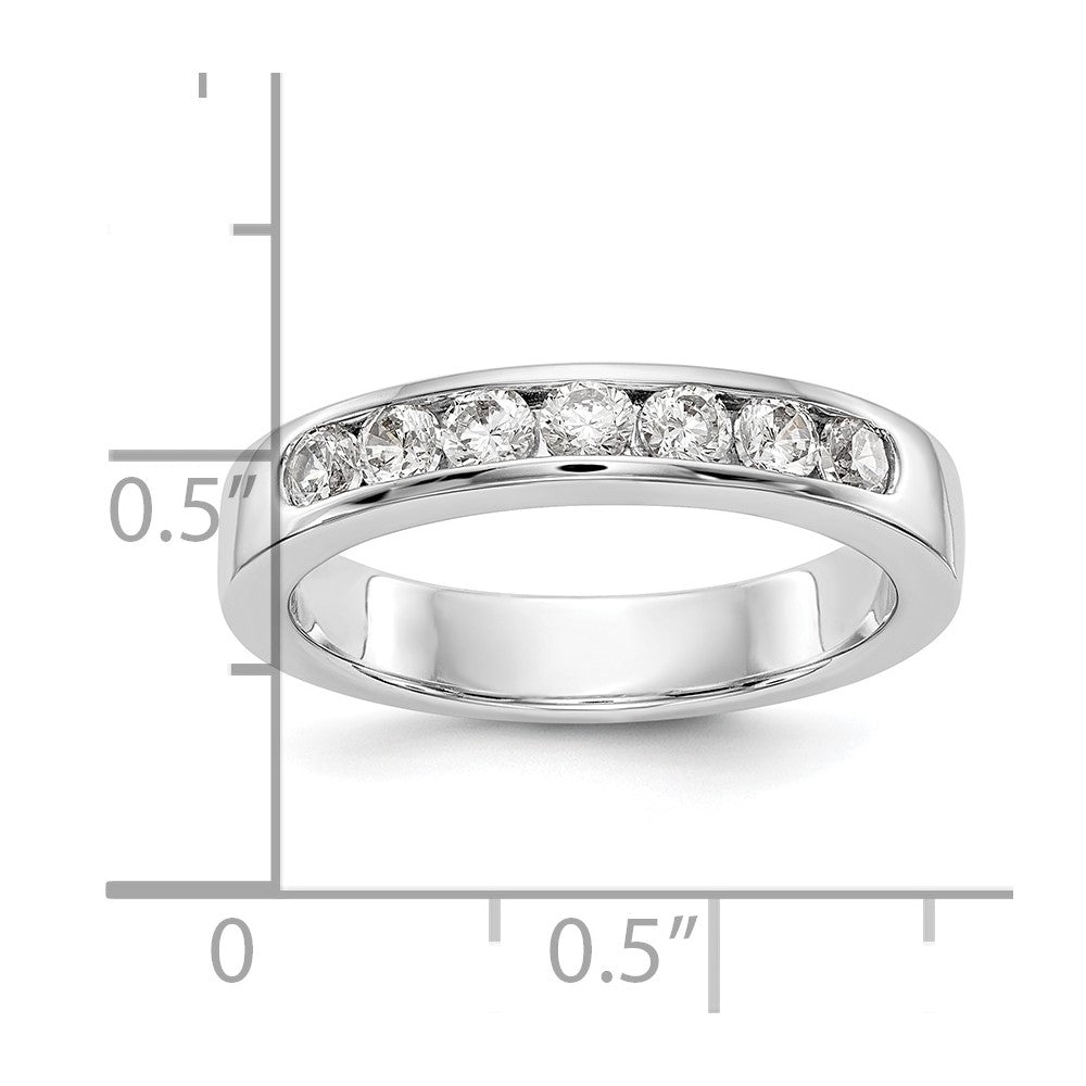 14K White Gold 7-Stone Real Diamond Channel Band
