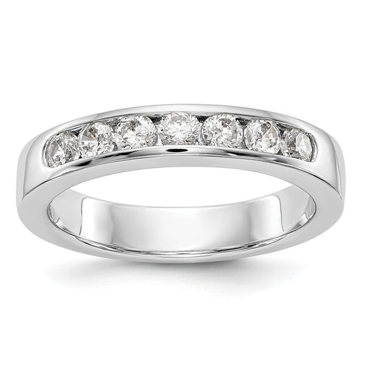 14K White Gold 7-Stone Real Diamond Channel Band