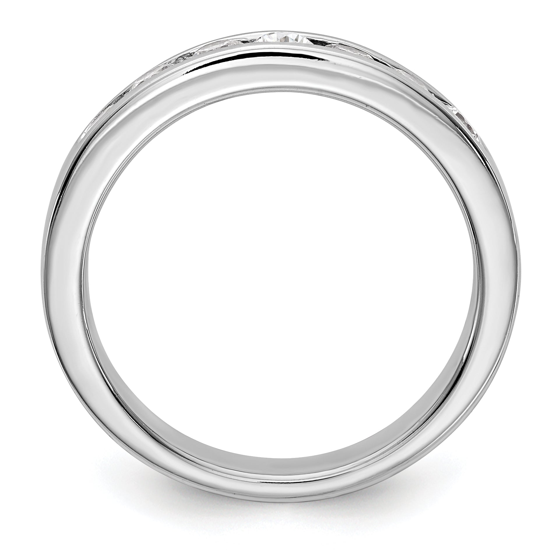 14K White Gold 7 Stone 5/8 Carat Round Diamond Complete Channel Band