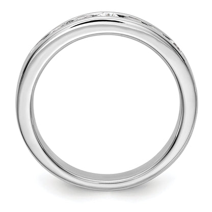 14K White Gold 7 Stone 5/8 Carat Round Diamond Complete Channel Band