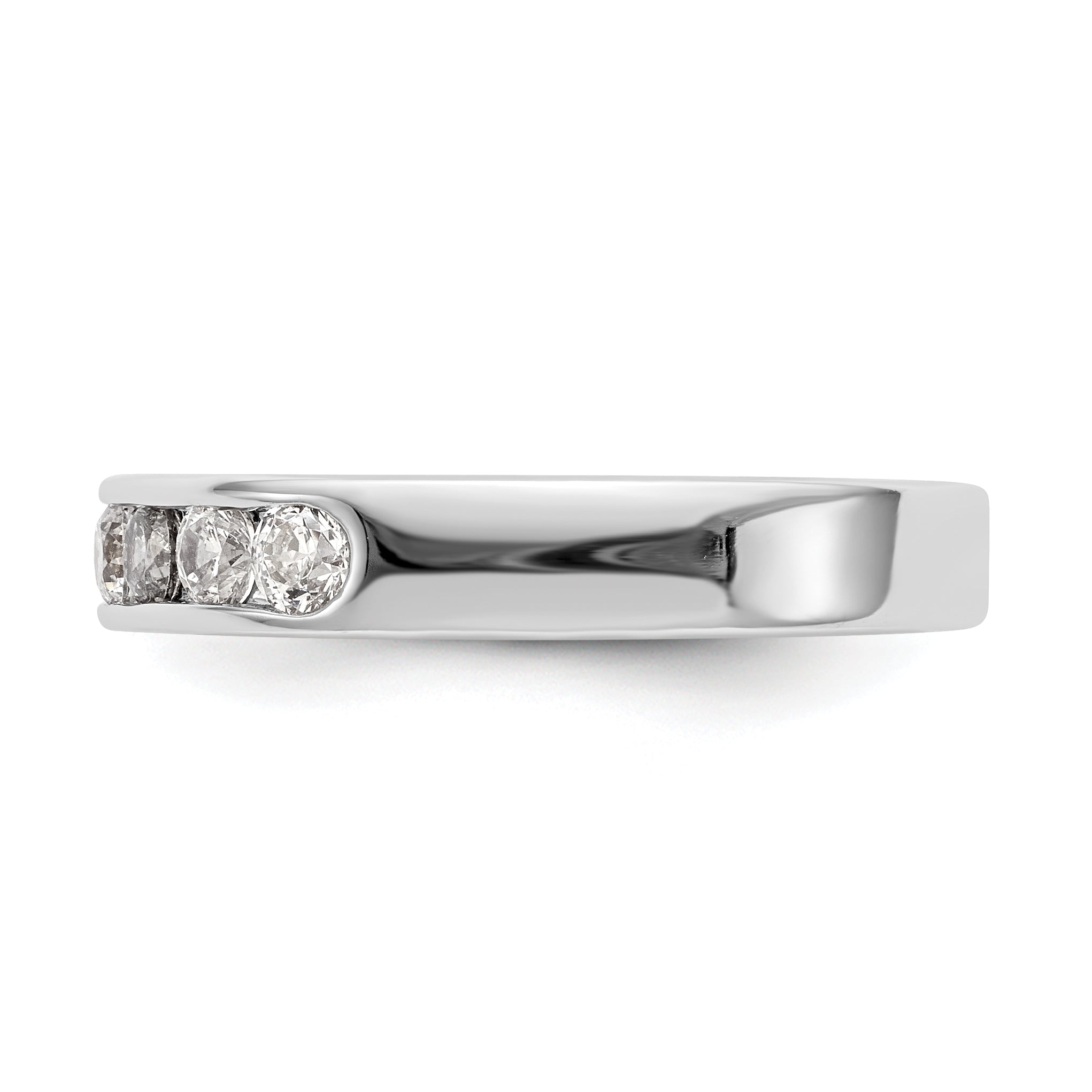 14K White Gold 7 Stone 5/8 Carat Round Diamond Complete Channel Band