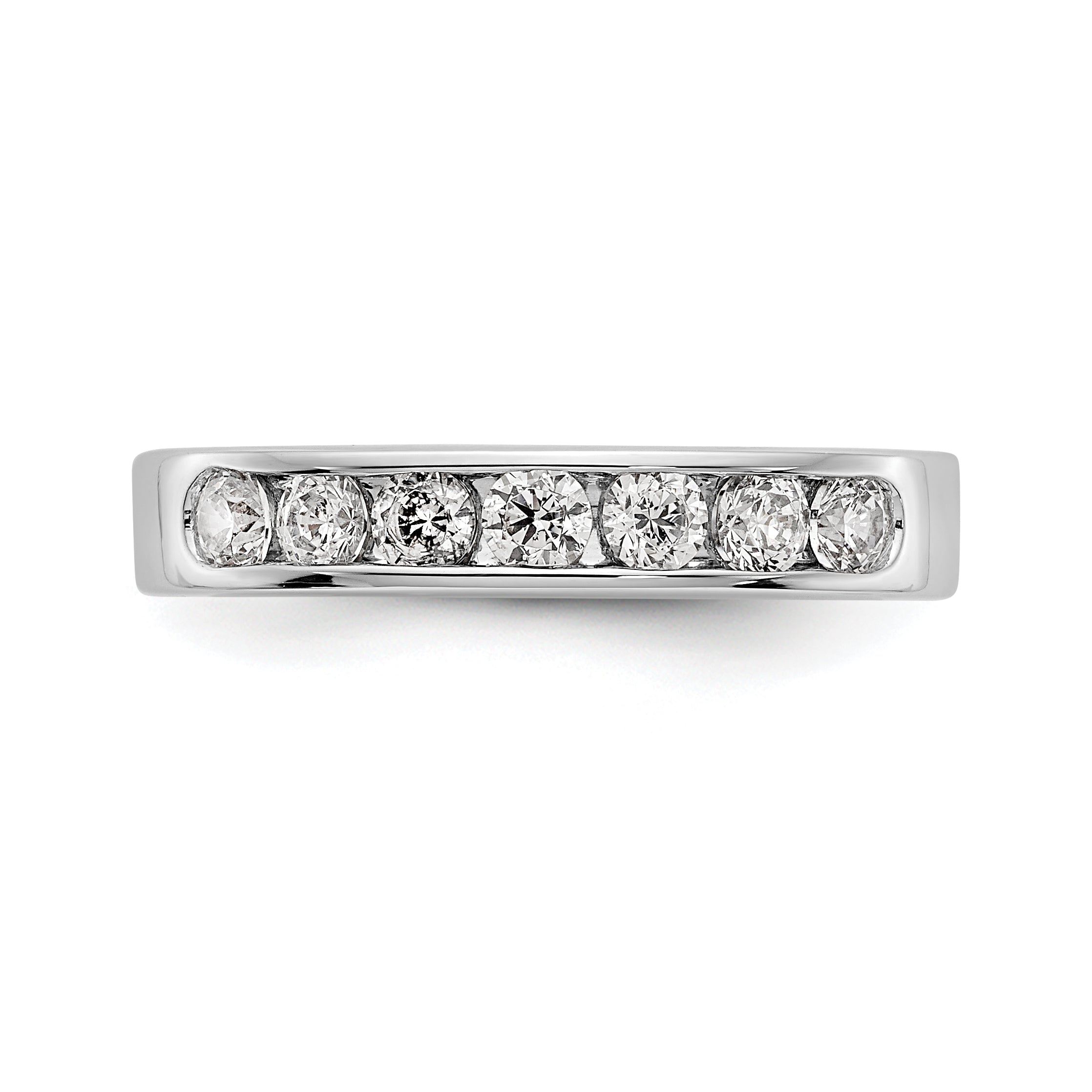 14K White Gold 7 Stone 5/8 Carat Round Diamond Complete Channel Band