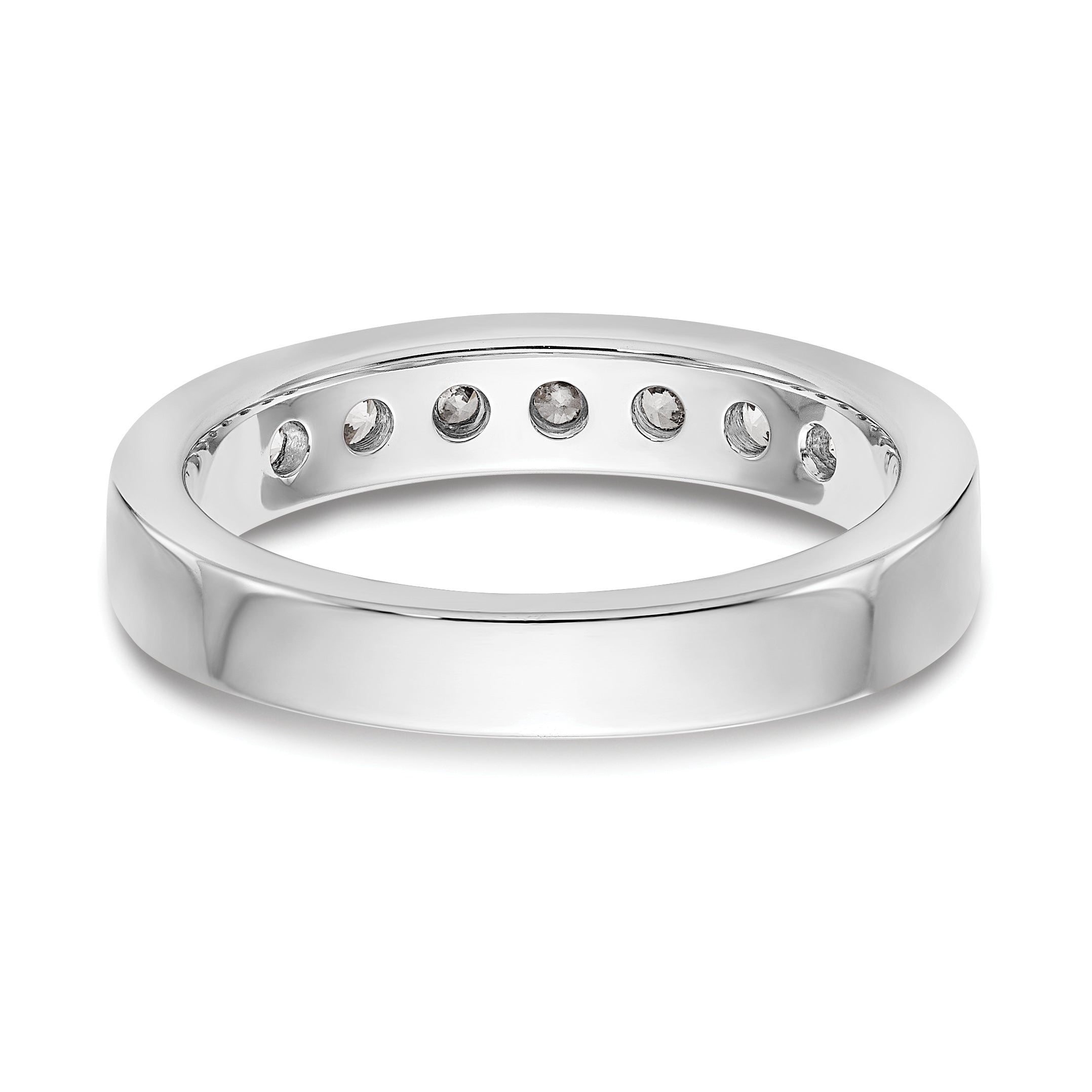 14K White Gold 7 Stone 5/8 Carat Round Diamond Complete Channel Band
