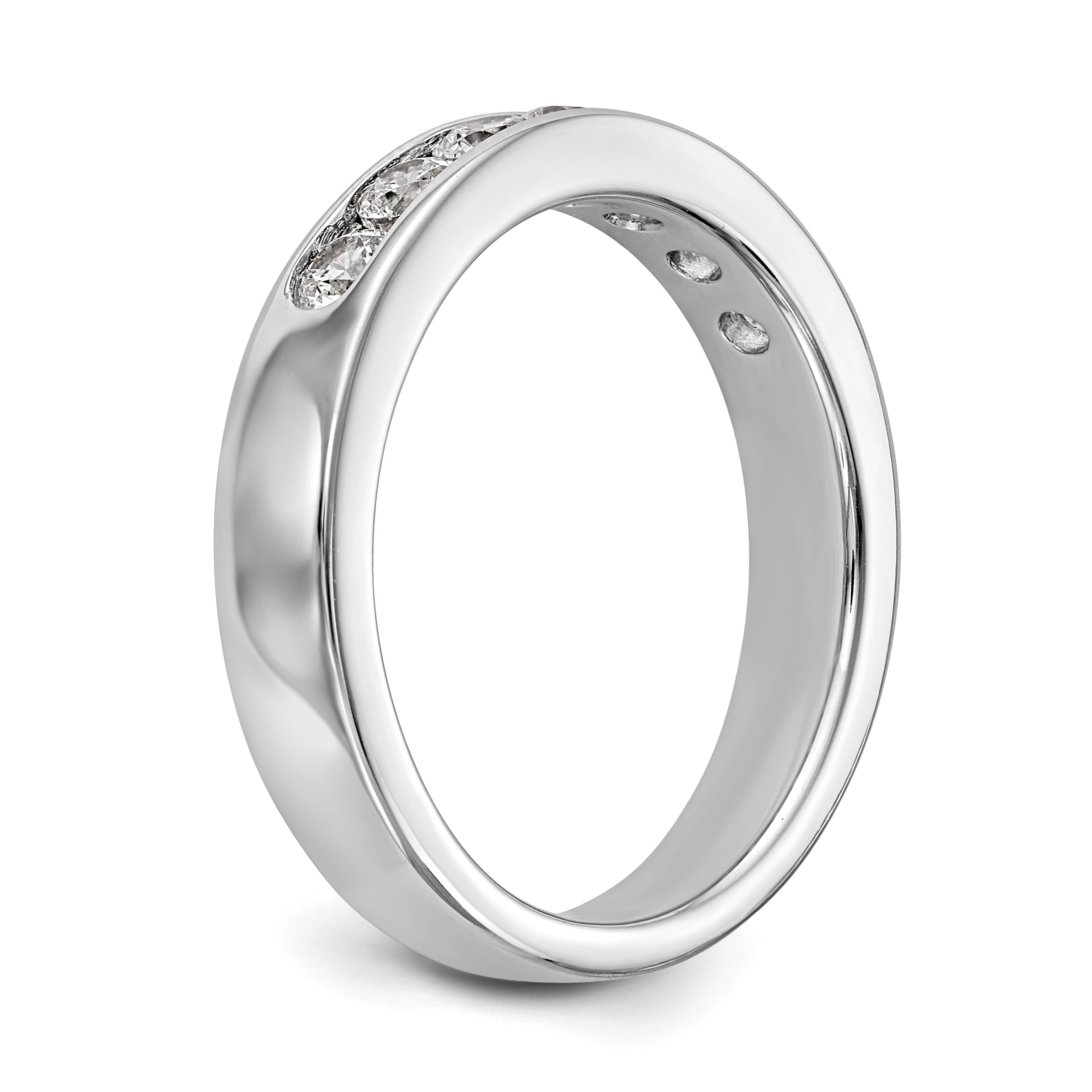 14K White Gold 7 Stone 5/8 Carat Round Diamond Complete Channel Band