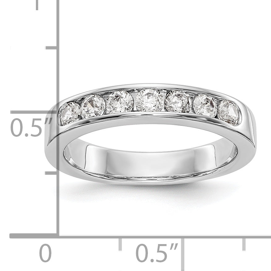 14K White Gold 7 Stone 5/8 Carat Round Diamond Complete Channel Band
