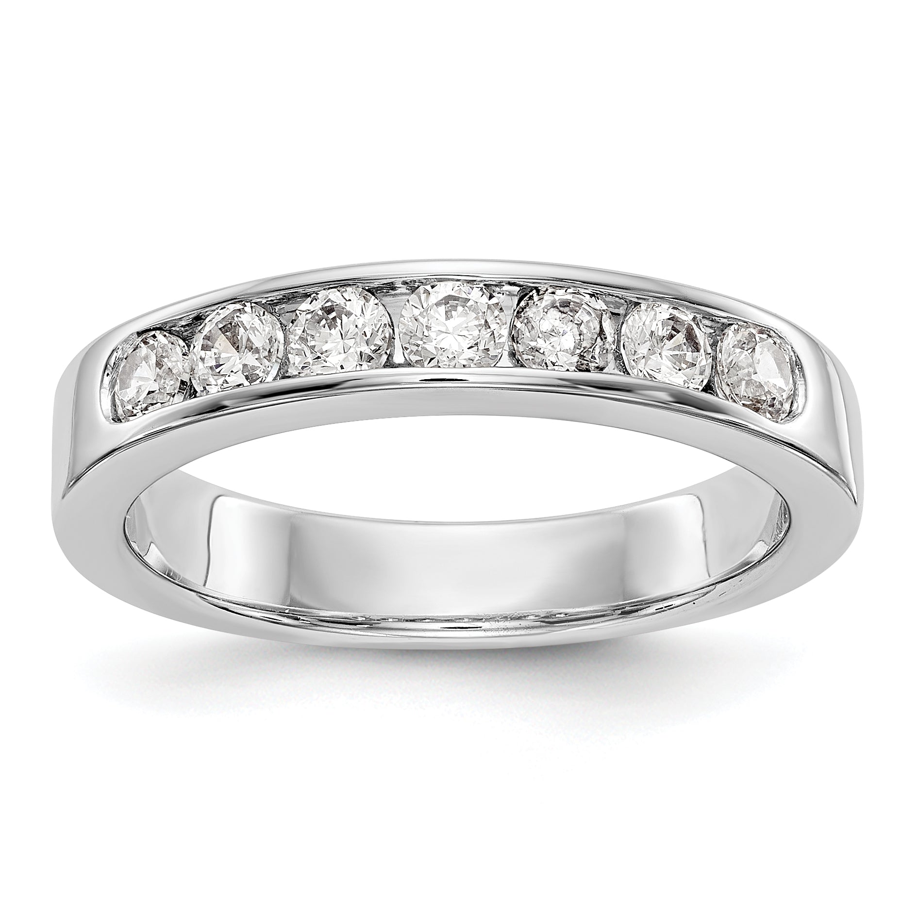 14K White Gold 7 Stone 5/8 Carat Round Diamond Complete Channel Band