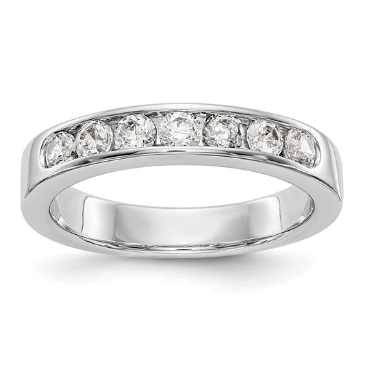 14K White Gold 7 Stone 5/8 Carat Round Diamond Complete Channel Band