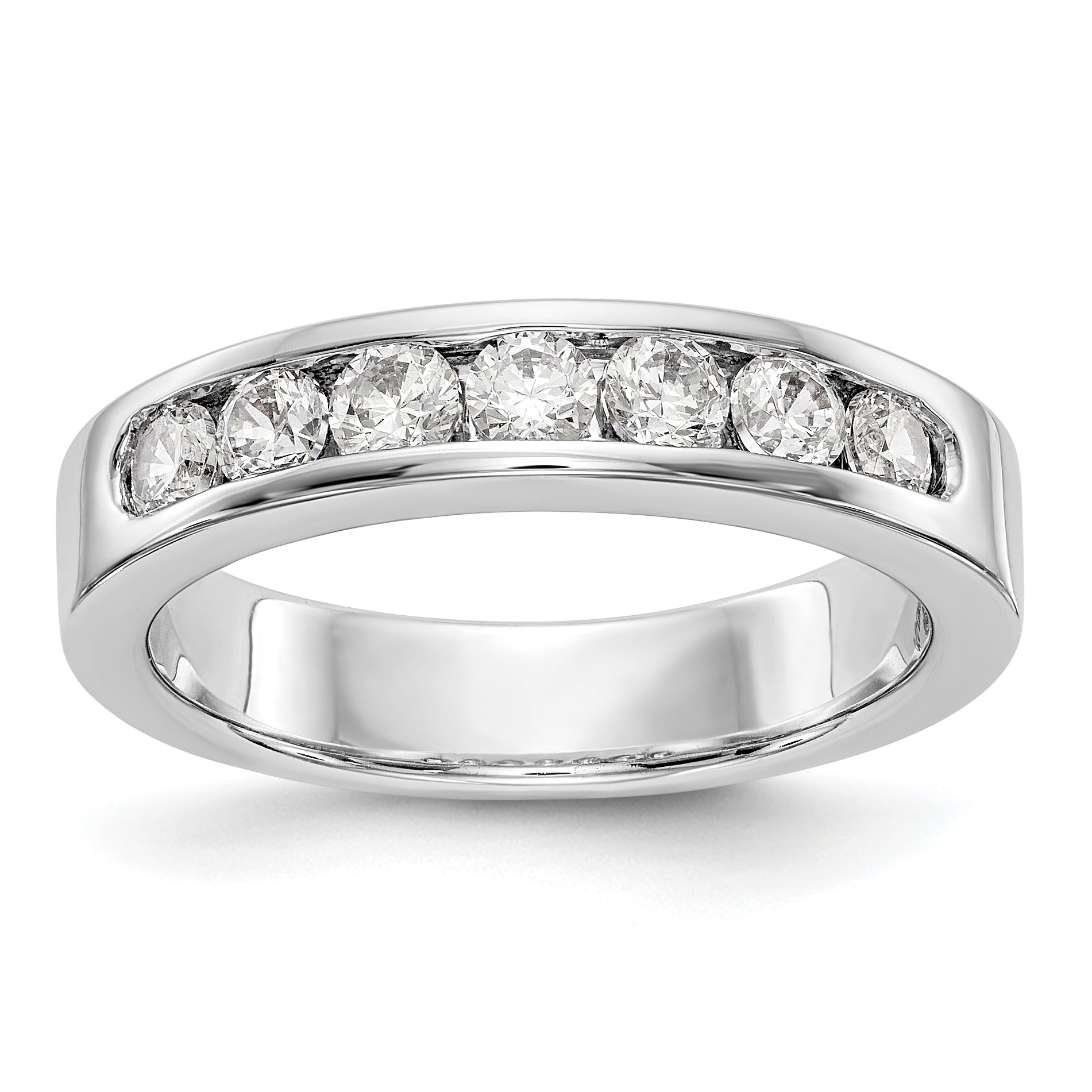Platinum 7 Stone 3/4 Carat Round Diamond Complete Channel Band