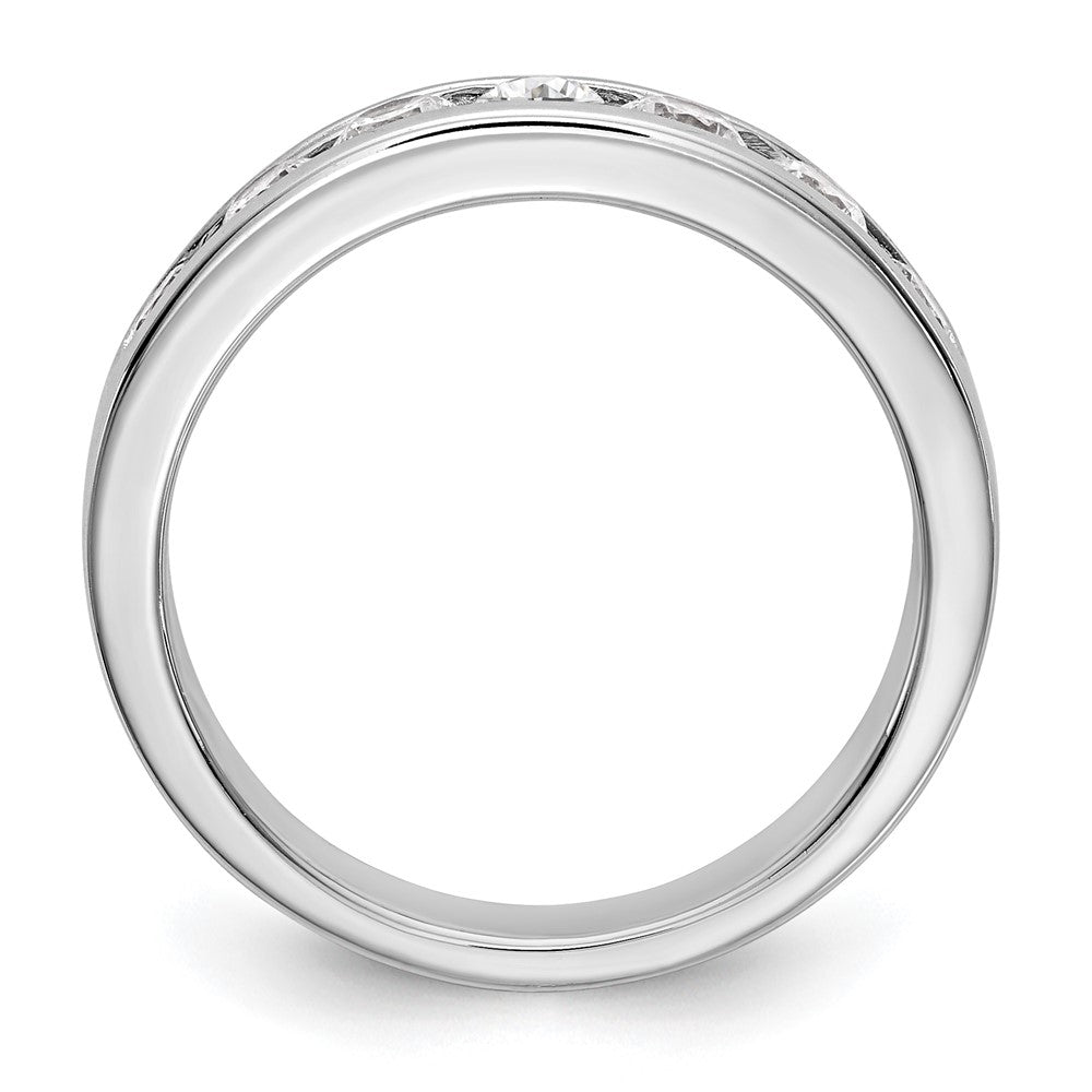 14K White Gold 7-Stone Real Diamond Channel Band