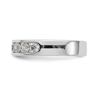 14K White Gold 7 Stone 3/4 Carat Round Diamond Complete Channel Band