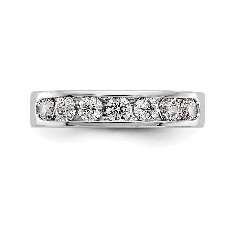 14K White Gold 7 Stone 3/4 Carat Round Diamond Complete Channel Band