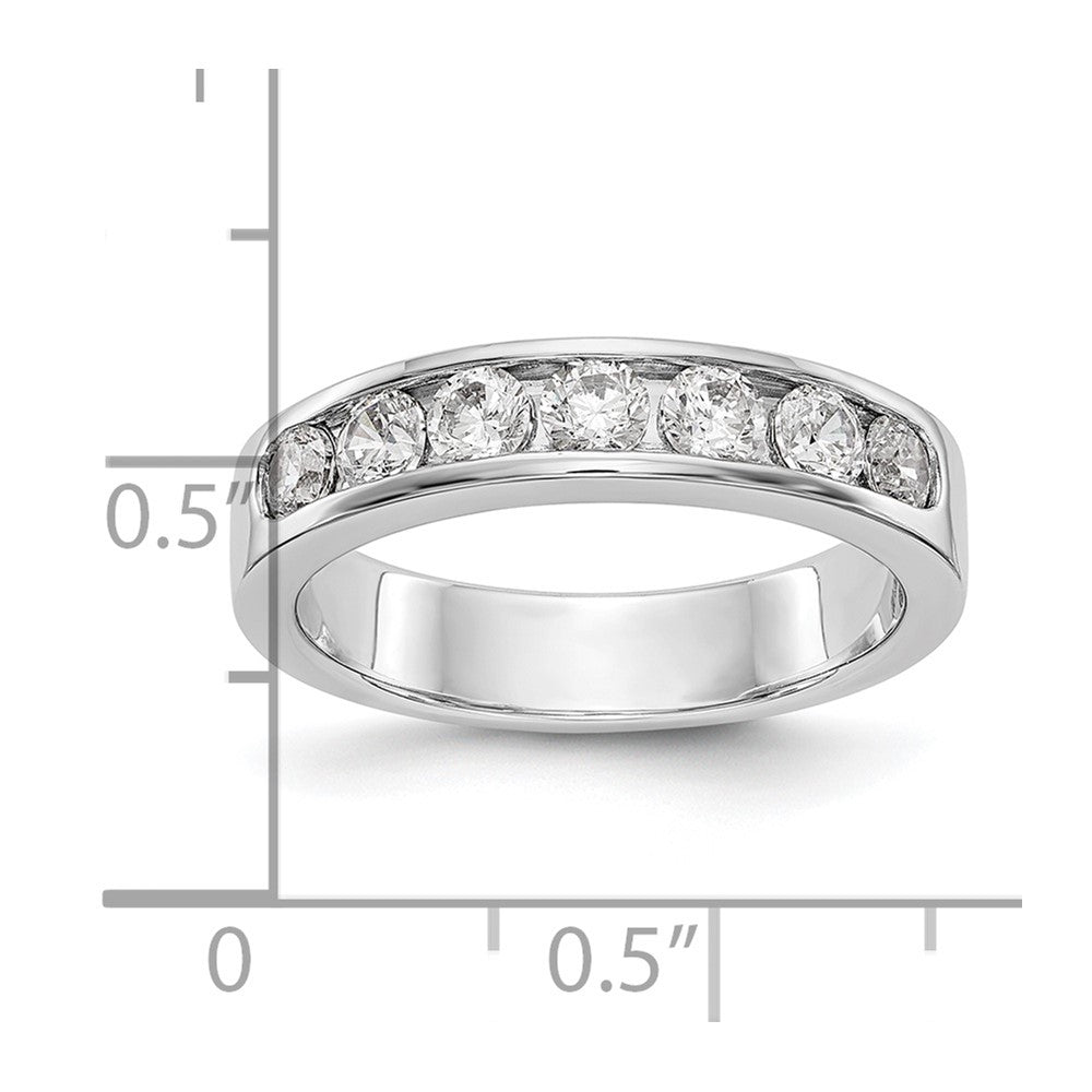 14K White Gold 7-Stone Real Diamond Channel Band