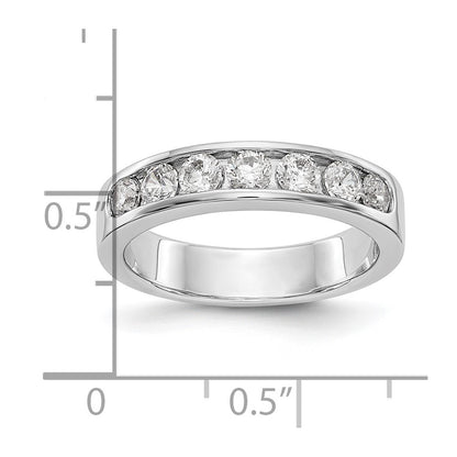 14K White Gold 7-Stone Real Diamond Channel Band