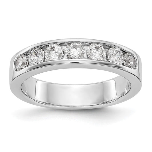 14K White Gold 7-Stone Real Diamond Channel Band