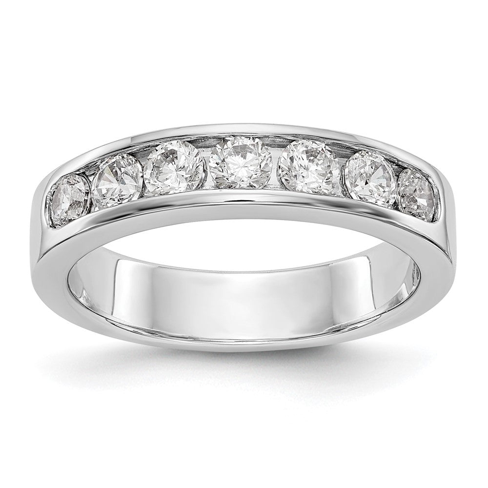14K White Gold 7 Stone 3/4 Carat Round Diamond Complete Channel Band
