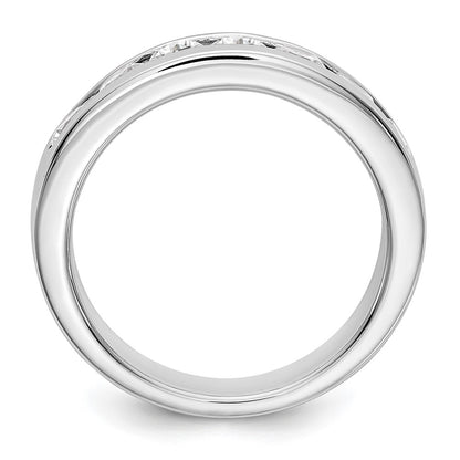 14K White Gold 7-Stone Real Diamond Channel Band