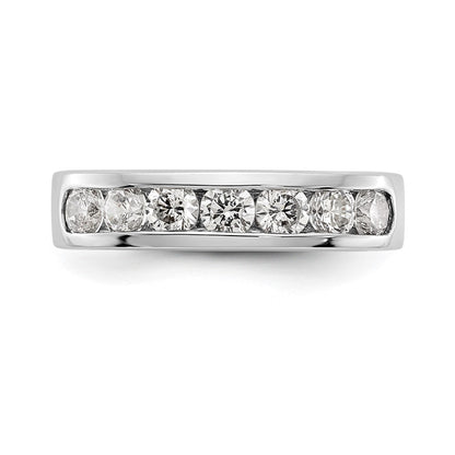 14K White Gold 7-Stone Real Diamond Channel Band