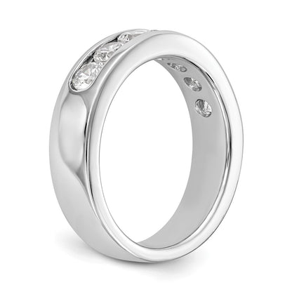 14K White Gold 7 Stone 1 Carat Round Diamond Complete Channel Band