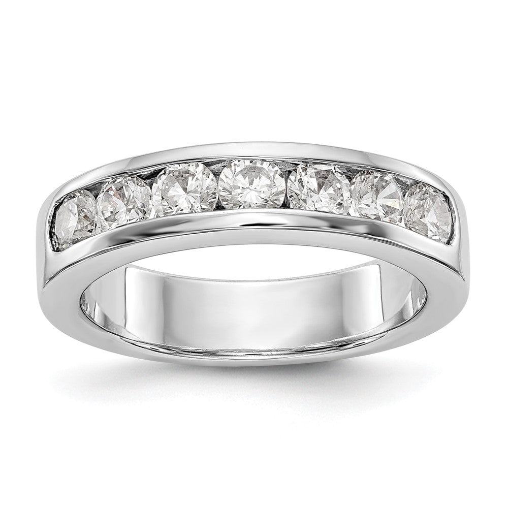 14K White Gold 7-Stone Real Diamond Channel Band