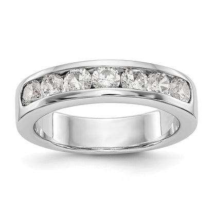 14K White Gold 7-Stone Real Diamond Channel Band