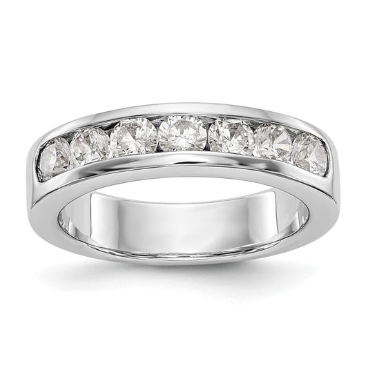 14K White Gold 7-Stone Real Diamond Channel Band