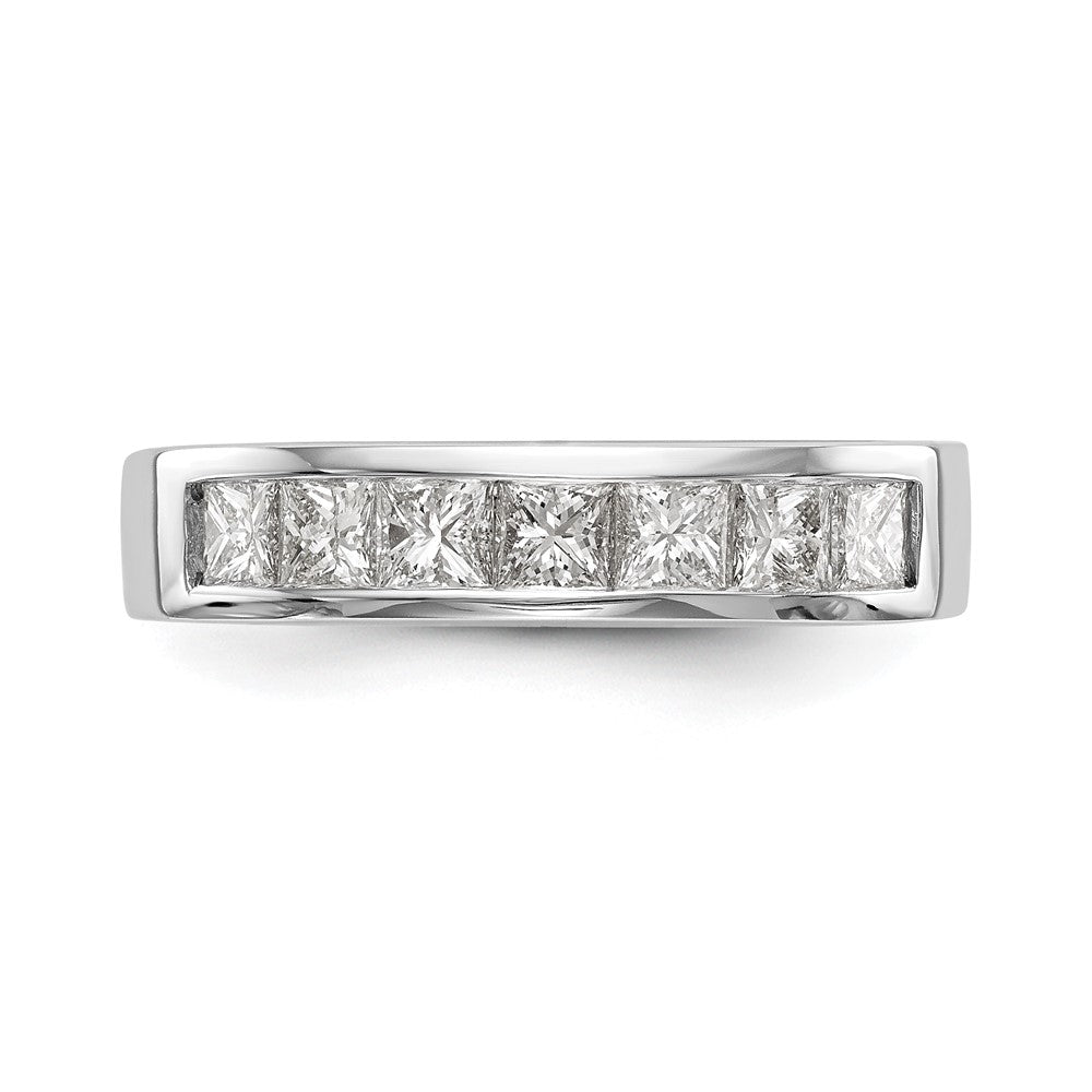 14K White Gold 7-Stone Real Diamond Channel Band