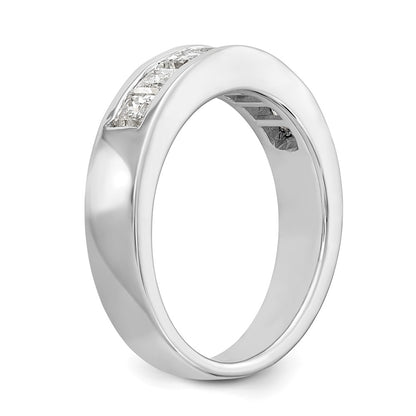 14K White Gold 7-Stone Real Diamond Channel Band