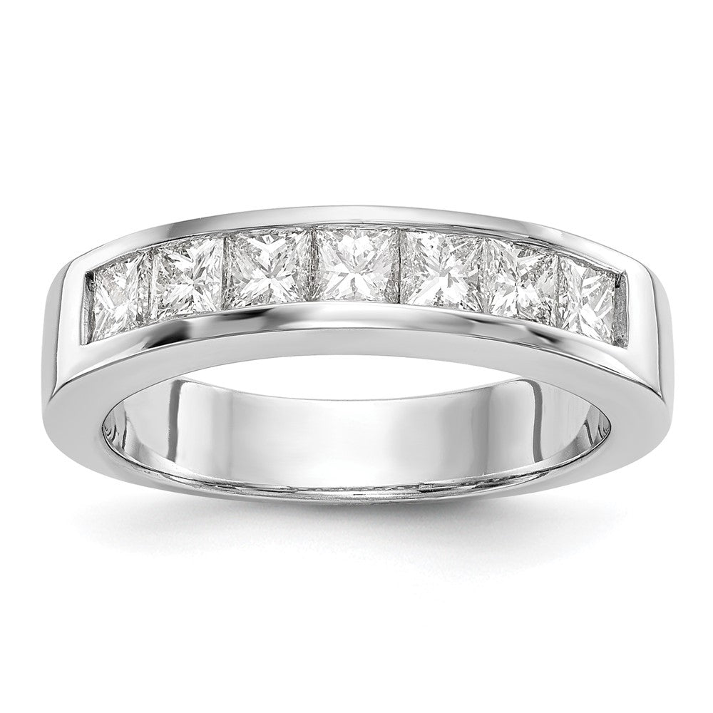 14K White Gold 7-Stone Real Diamond Channel Band