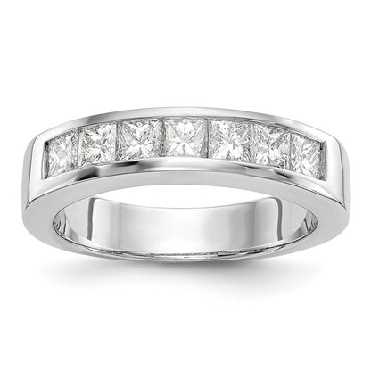 14K White Gold 7-Stone Real Diamond Channel Band