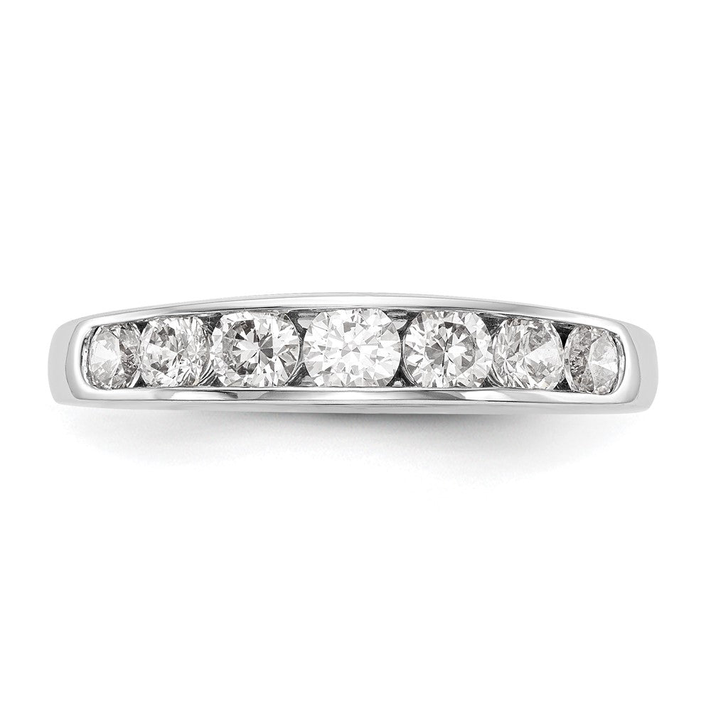 1.00ct. CZ Solid Real 14K White Gold 7-Stone Channel Wedding Band Ring