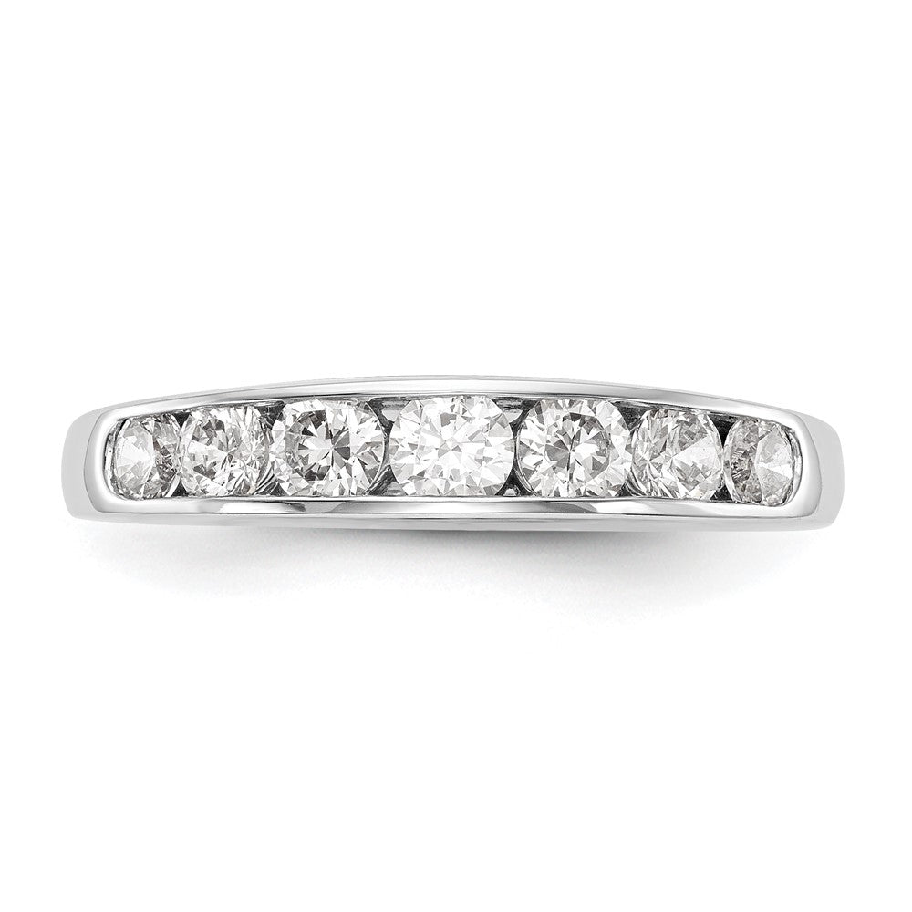 1.00ct. CZ Solid Real 14K White Gold 7-Stone Channel Wedding Band Ring