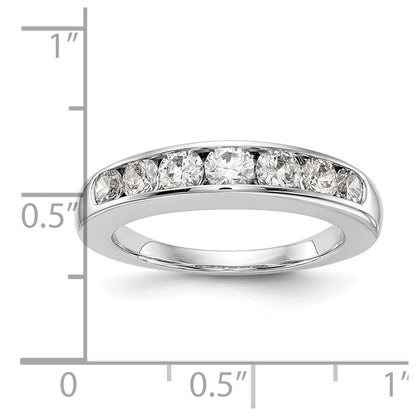1.00ct. CZ Solid Real 14K White Gold 7-Stone Channel Wedding Band Ring