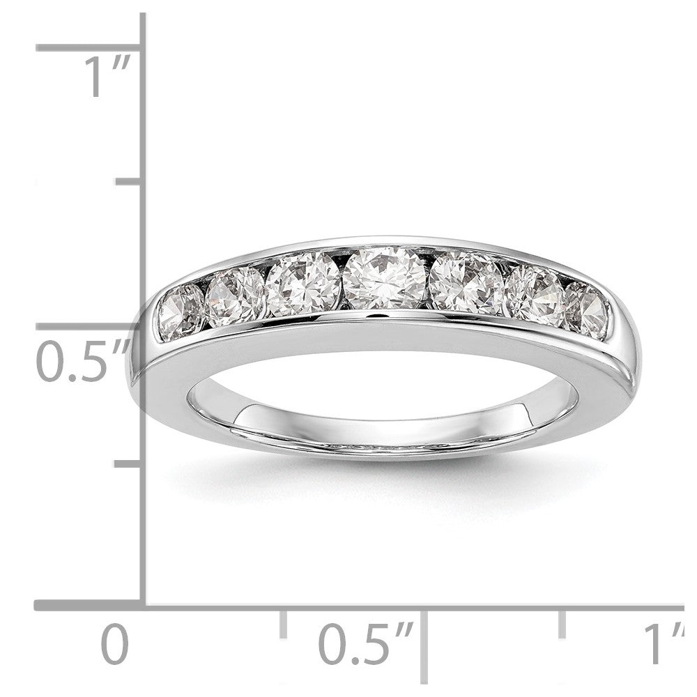 1.00ct. CZ Solid Real 14K White Gold 7-Stone Channel Wedding Band Ring